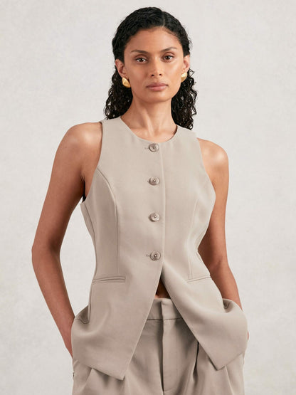 Luxe Suiting Vest in Beige | Reiss Women Best Seller