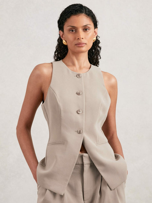 Luxe Suiting Vest in Beige | Reiss Women Best Seller