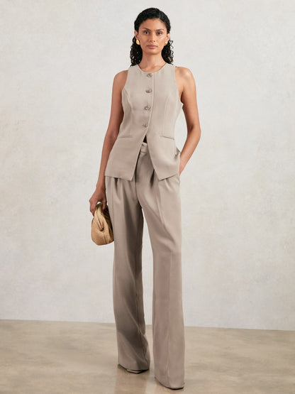 Luxe Suiting Vest in Beige | Reiss Women Best Seller