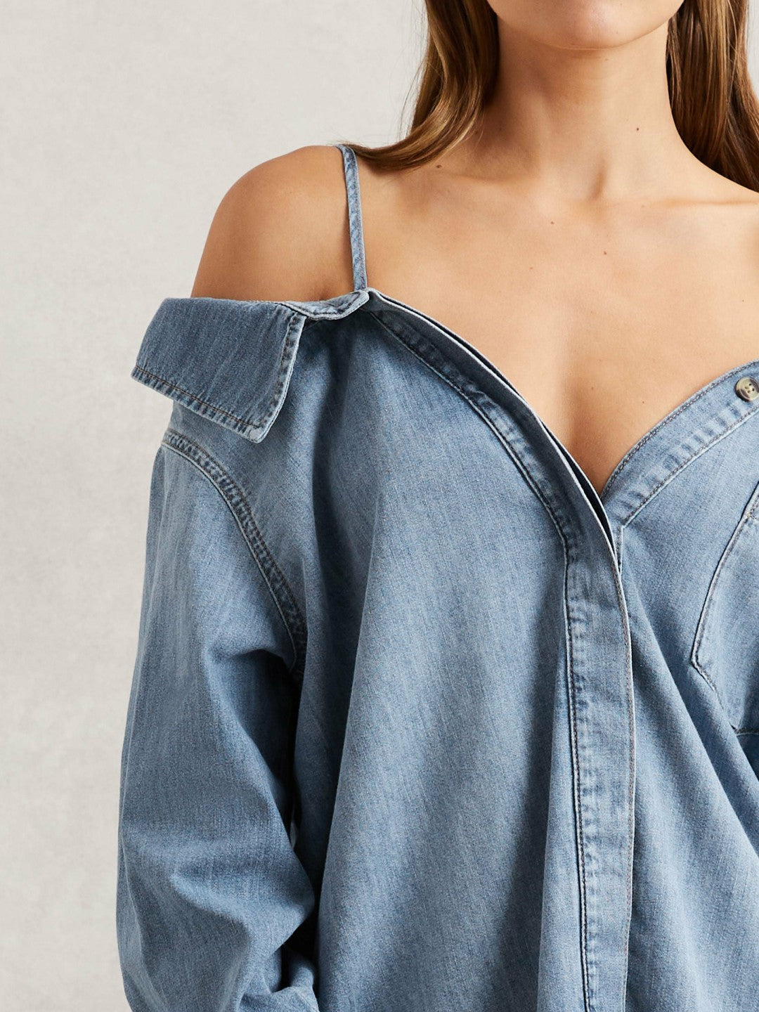 100% Cotton Shirt in Indigo Blue | Reiss Women Exclusive
