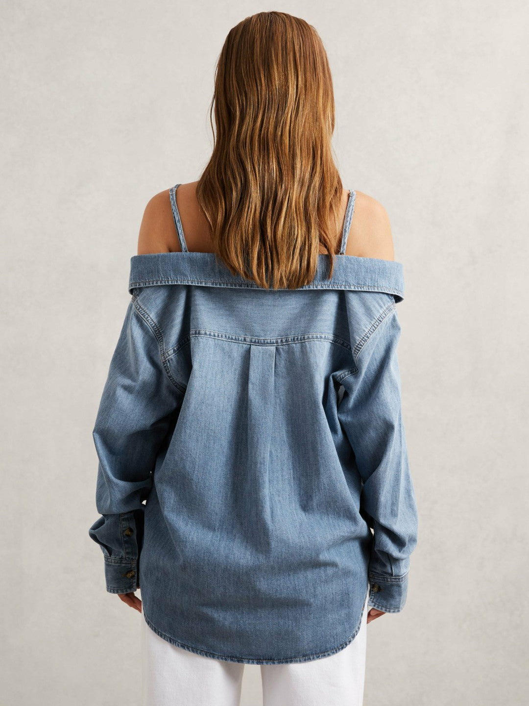 100% Cotton Shirt in Indigo Blue | Reiss Women Exclusive