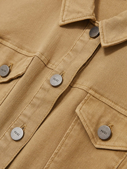 Paige Fern Beige Denim Button Through Mini Dress in Fern Beige | Reiss Women New