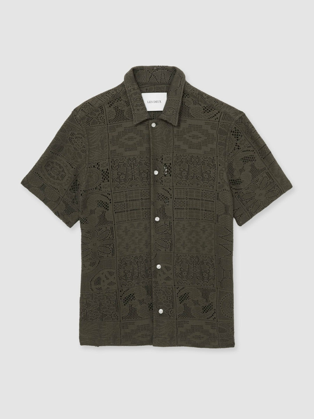 Les Deux Blend Lace Shirt in Olive Green | Reiss Men Recommended