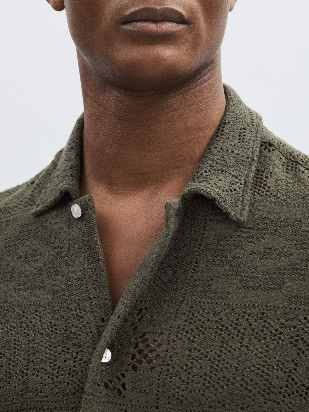 Les Deux Blend Lace Shirt in Olive Green | Reiss Men Recommended