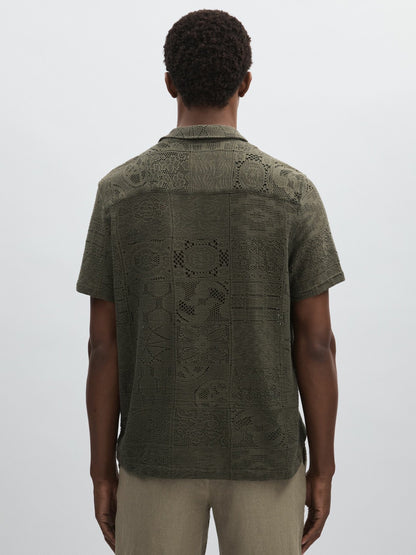 Les Deux Blend Lace Shirt in Olive Green | Reiss Men Recommended