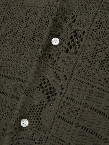 Les Deux Blend Lace Shirt in Olive Green | Reiss Men Recommended