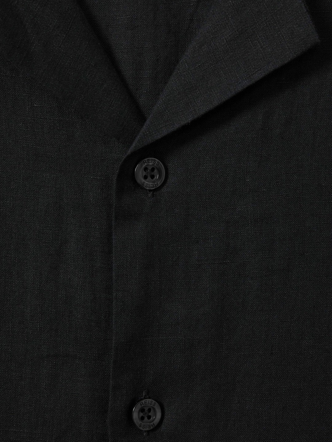 Linen Cuban-Collar Shirt in Black | Reiss Men Featured