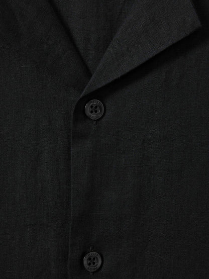 Linen Cuban-Collar Shirt in Black | Reiss Men Featured