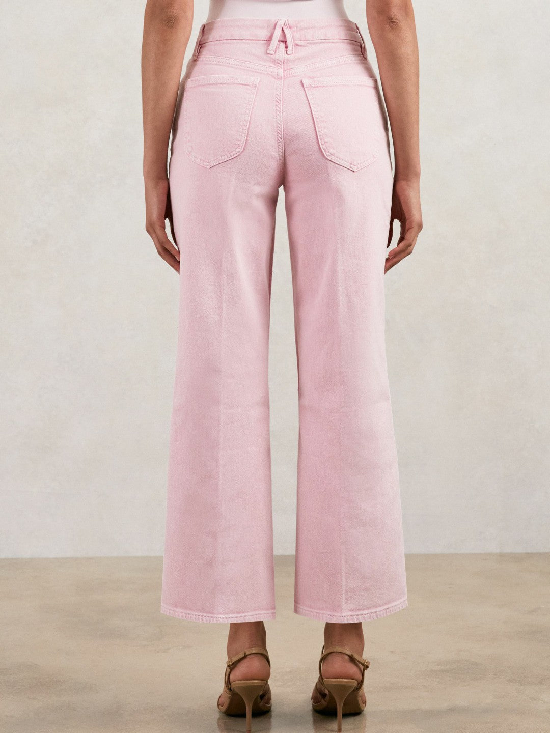 Cropped Palazzo Jeans in Rose Pink | Reiss Women Recommended