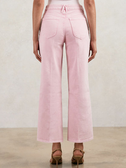 Cropped Palazzo Jeans in Rose Pink | Reiss Women Recommended