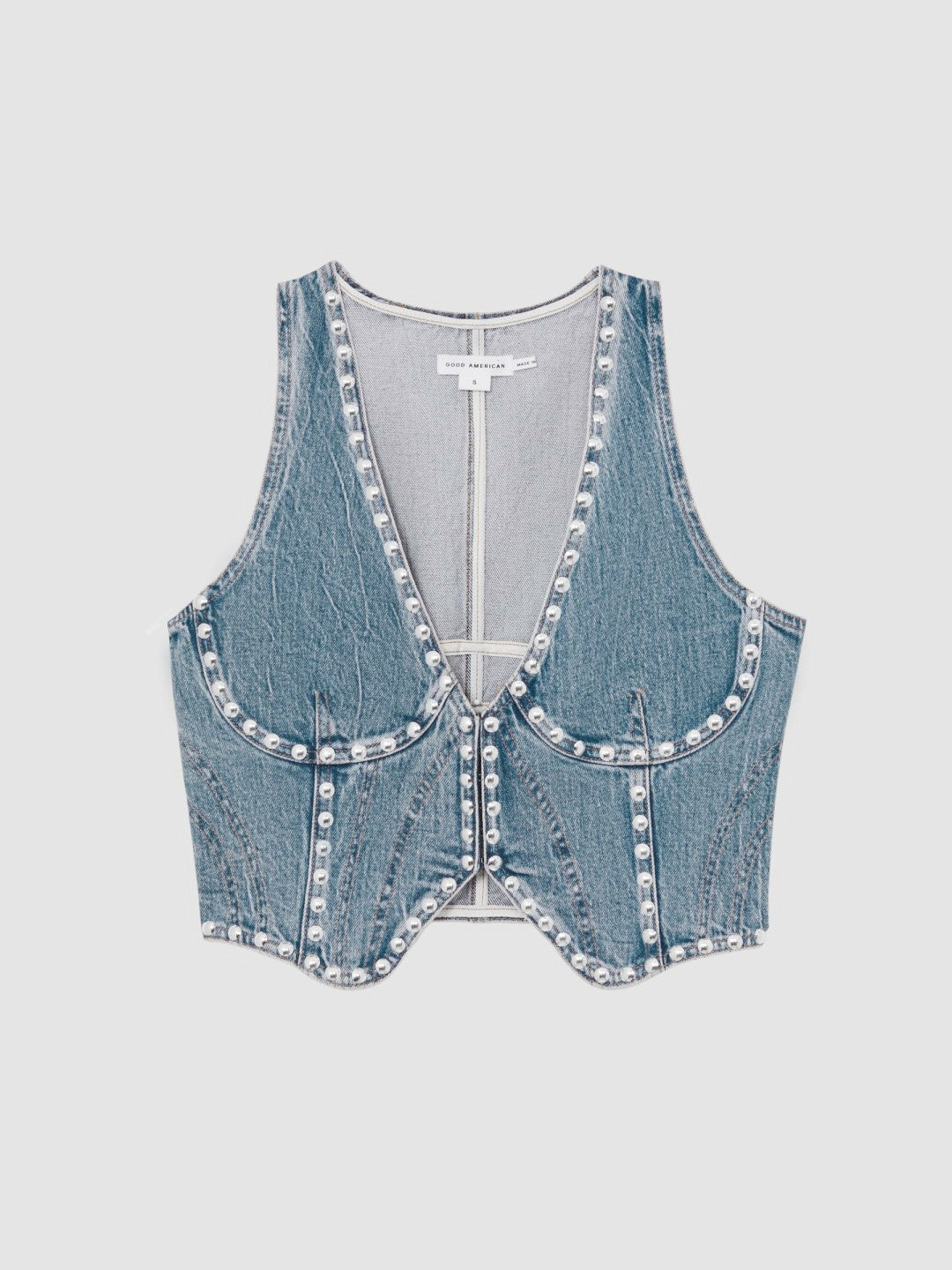Studded Denim Vest in Indigo Blue | Reiss Women Signature