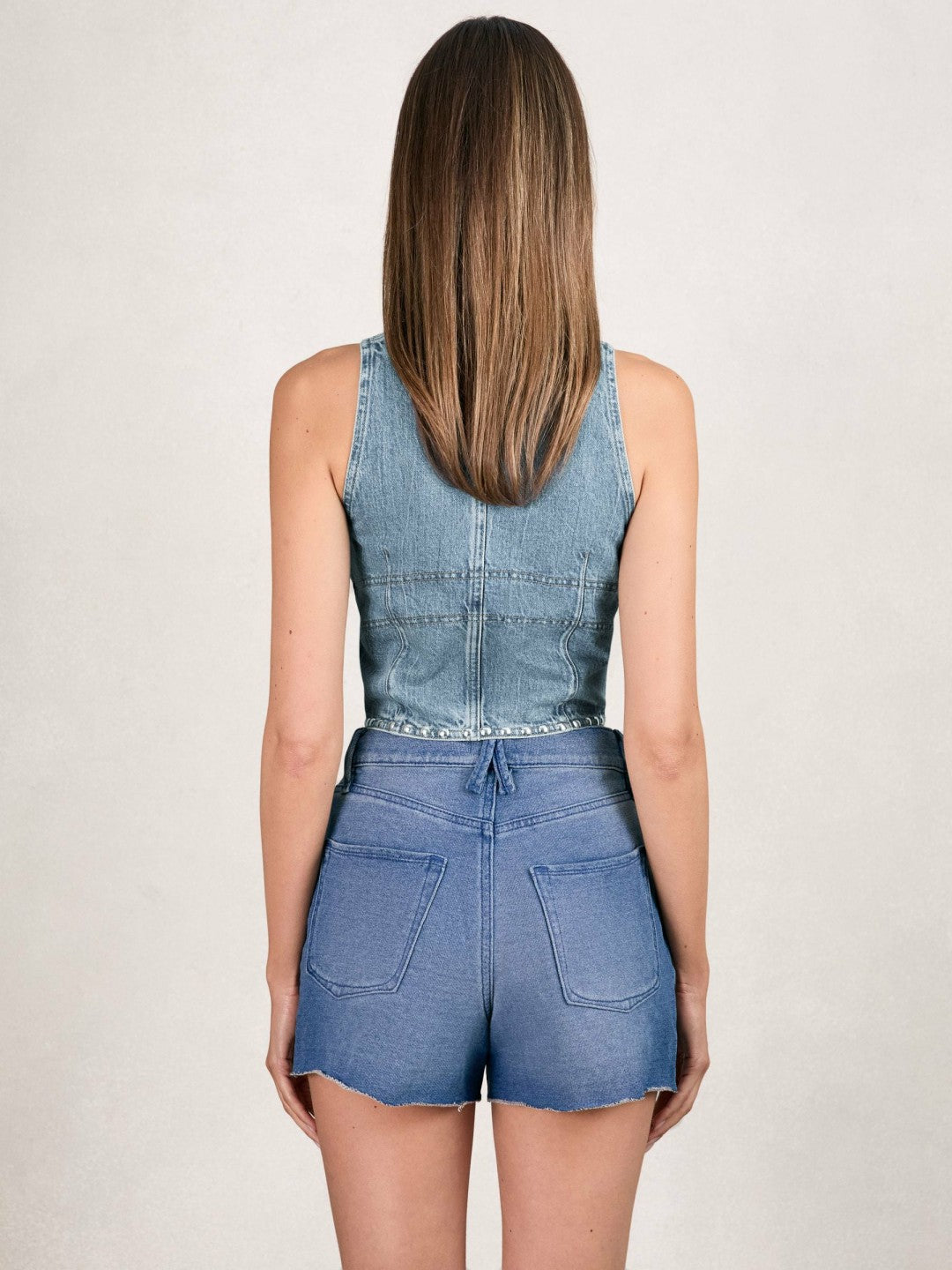 Studded Denim Vest in Indigo Blue | Reiss Women Signature