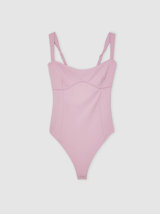 Good American Scuba Sweetheart Bodysuit in Light Pink | Reiss Women Premium