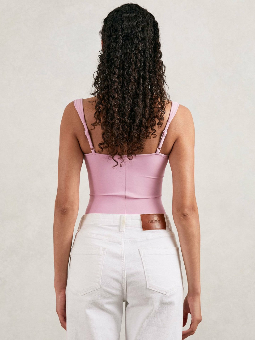 Good American Scuba Sweetheart Bodysuit in Light Pink | Reiss Women Premium