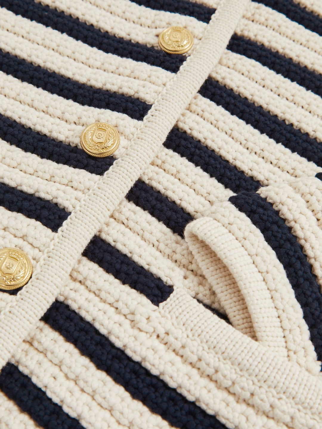Paige Ivory Textured Knit Stripe Cardigan in Ivory | Reiss Women New