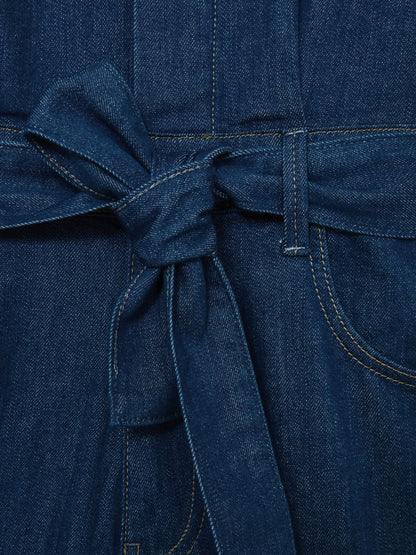 Paige Maraya Blue Wide Leg Belted Denim Jumpsuit in Maraya Blue | Reiss Women Exclusive