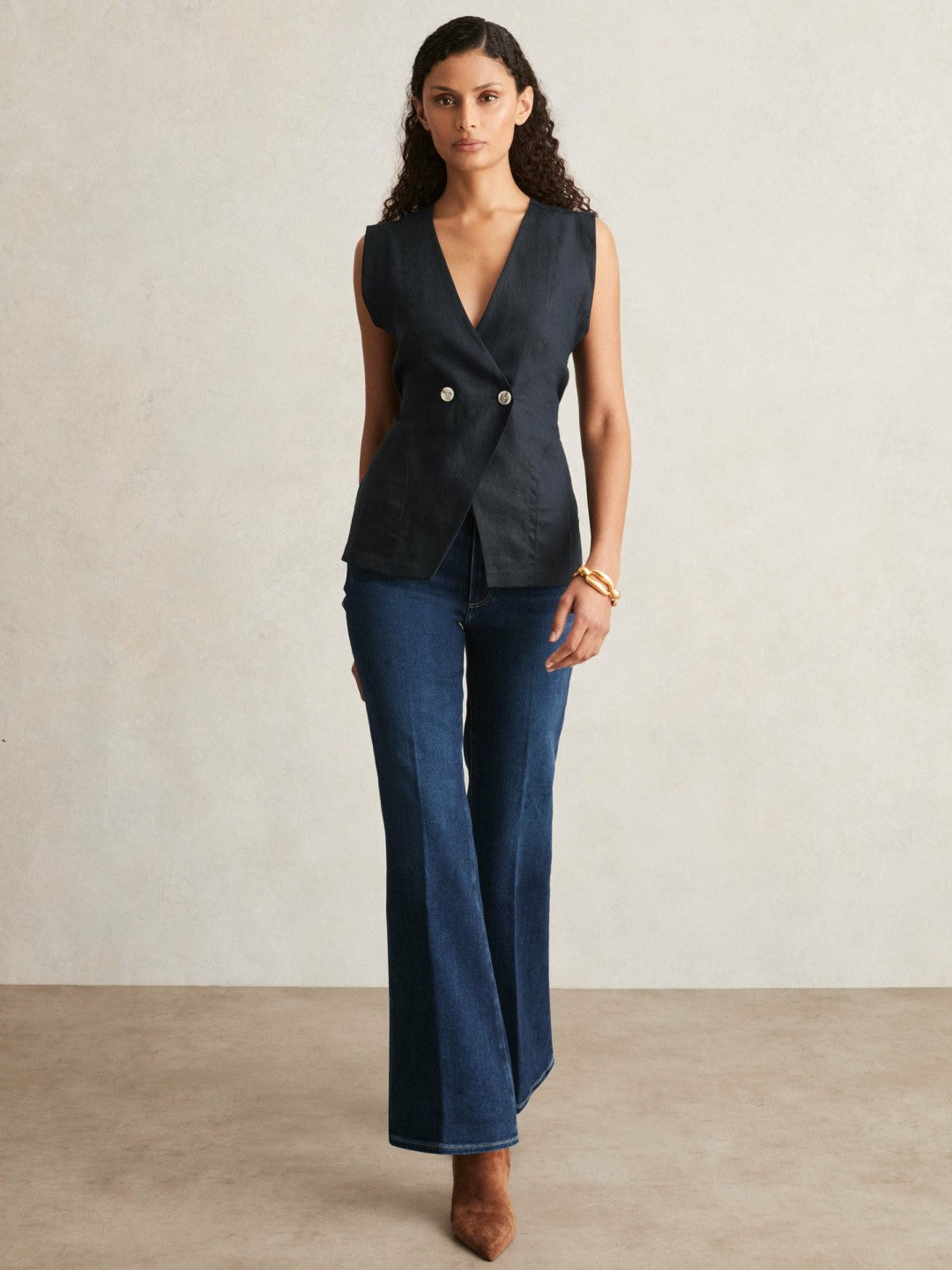 Paige High Rise Flared Jeans in Marciella Blue | Reiss Women Featured