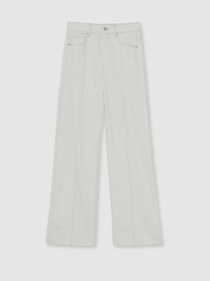 Paige Ecru Wide Leg Pintuck Jeans in Ecru | Reiss Women Popular