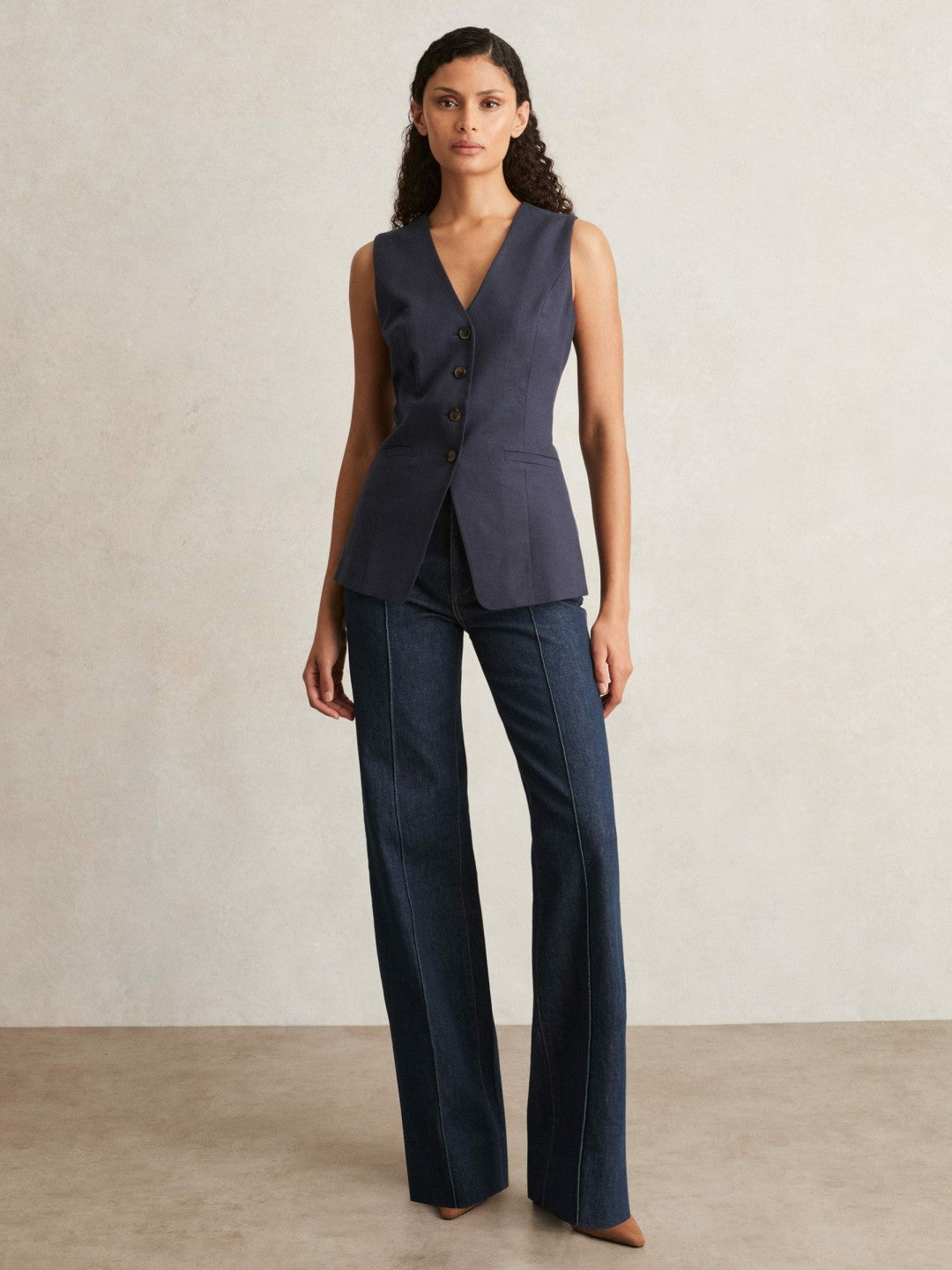 Paige Wide Leg Pintuck Jeans in Anais Blue | Reiss Women Trending