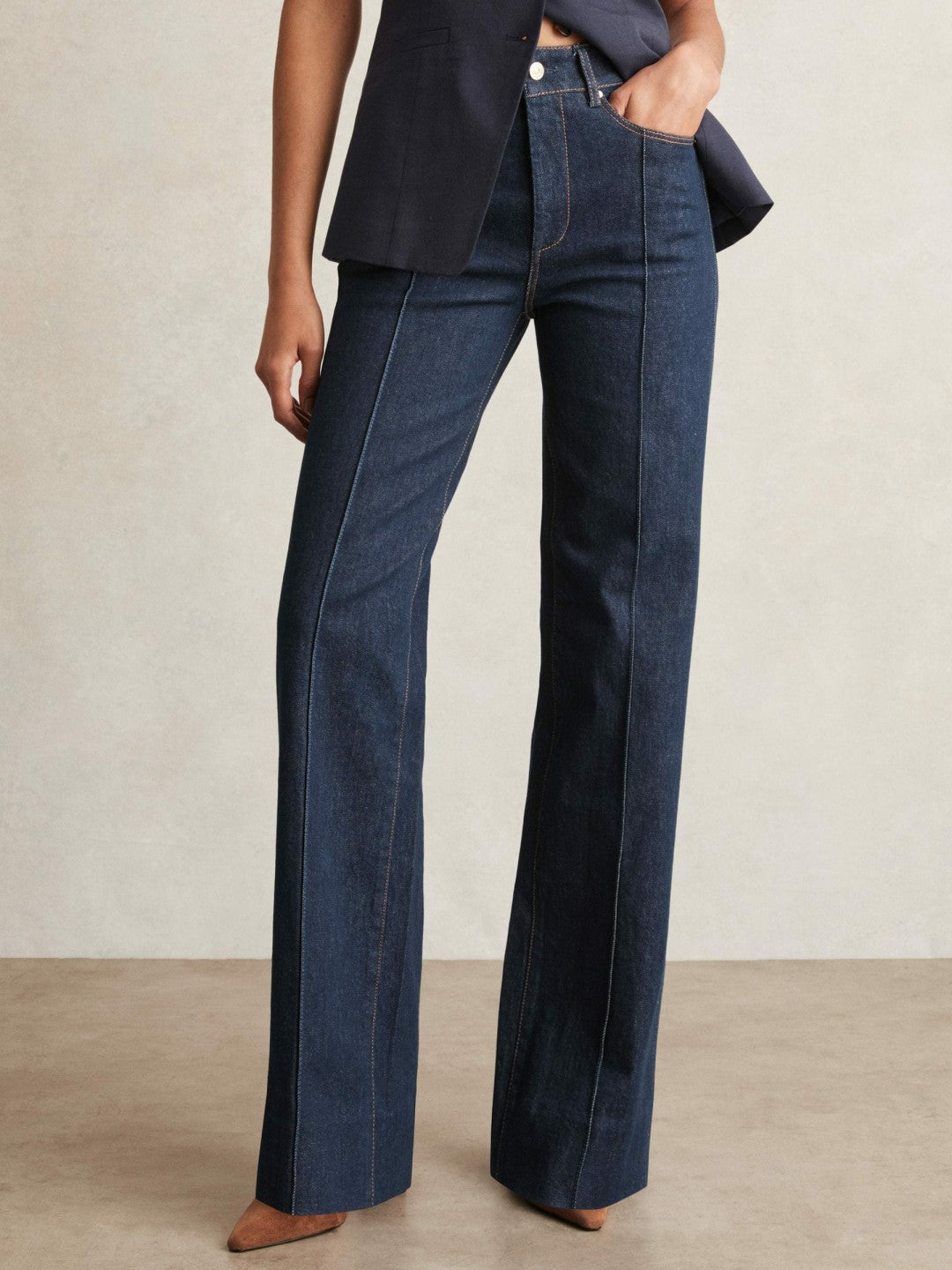 Paige Wide Leg Pintuck Jeans in Anais Blue | Reiss Women Trending