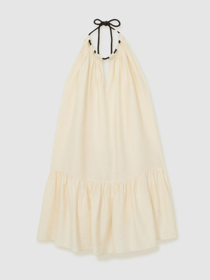 Halterneck Beach Cover-Up Swing Dress in Cream | Reiss Women Trending