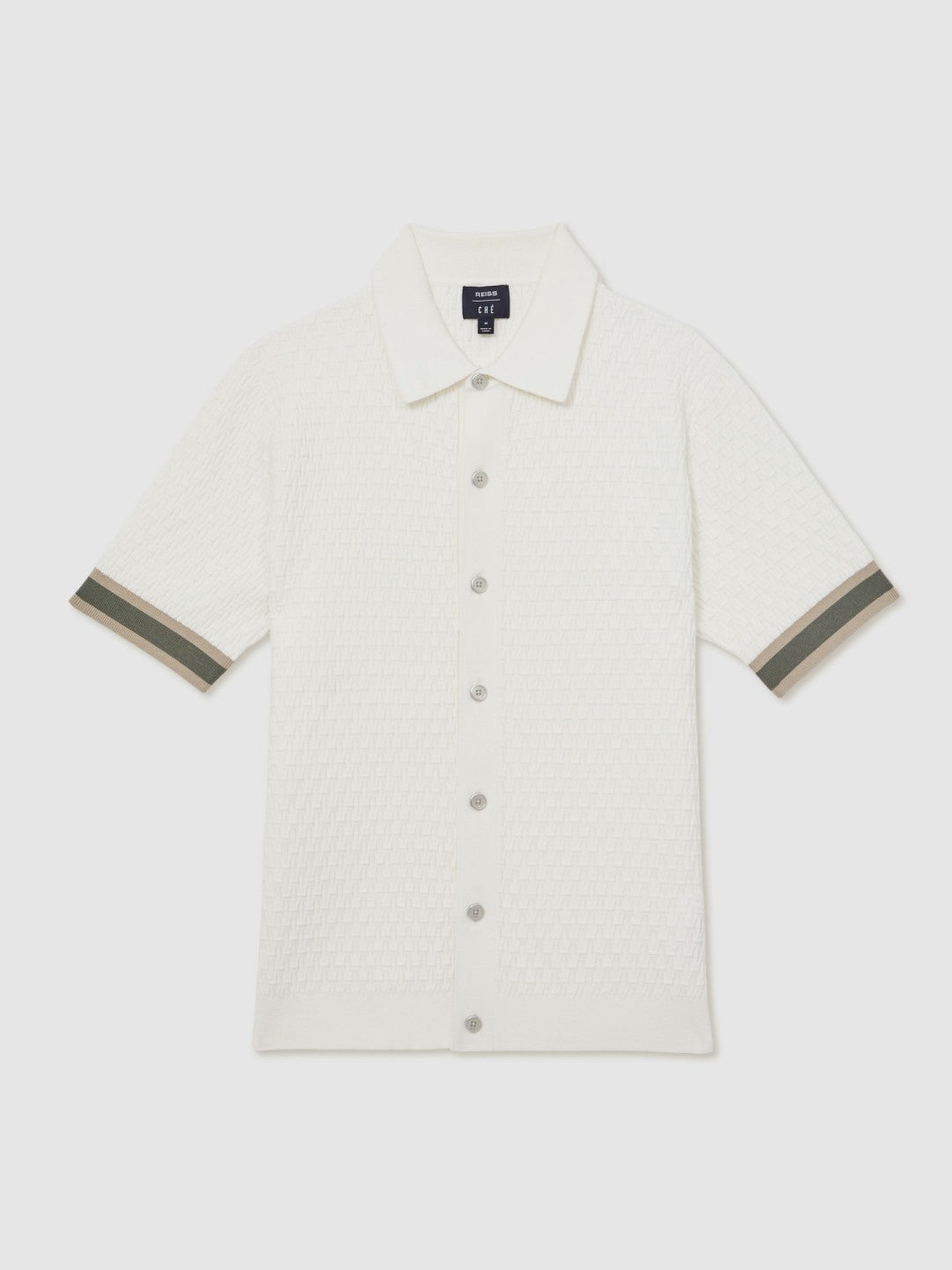 | Ché Textured Cuff-Trim Shirt in White | Reiss Men New
