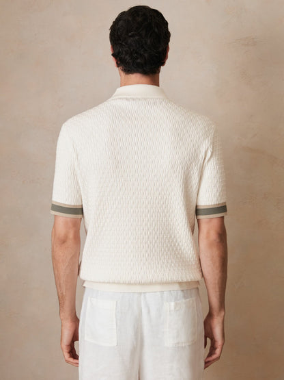 | Ché Textured Cuff-Trim Shirt in White | Reiss Men New