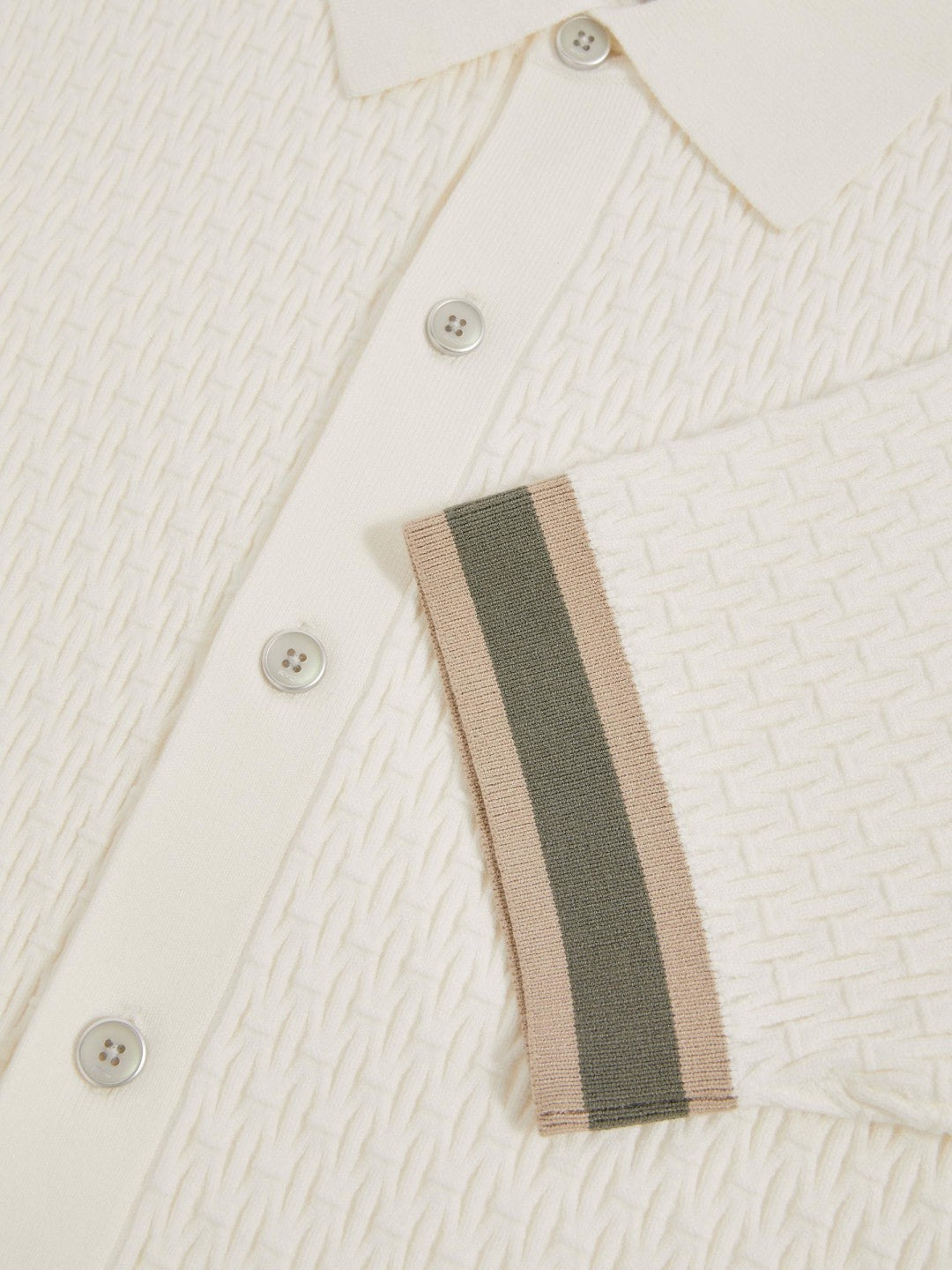 | Ché Textured Cuff-Trim Shirt in White | Reiss Men New
