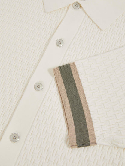 | Ché Textured Cuff-Trim Shirt in White | Reiss Men New