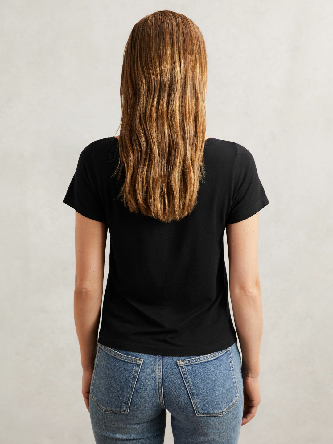 Short Sleeve T-Shirt in Black | Reiss Women Exclusive