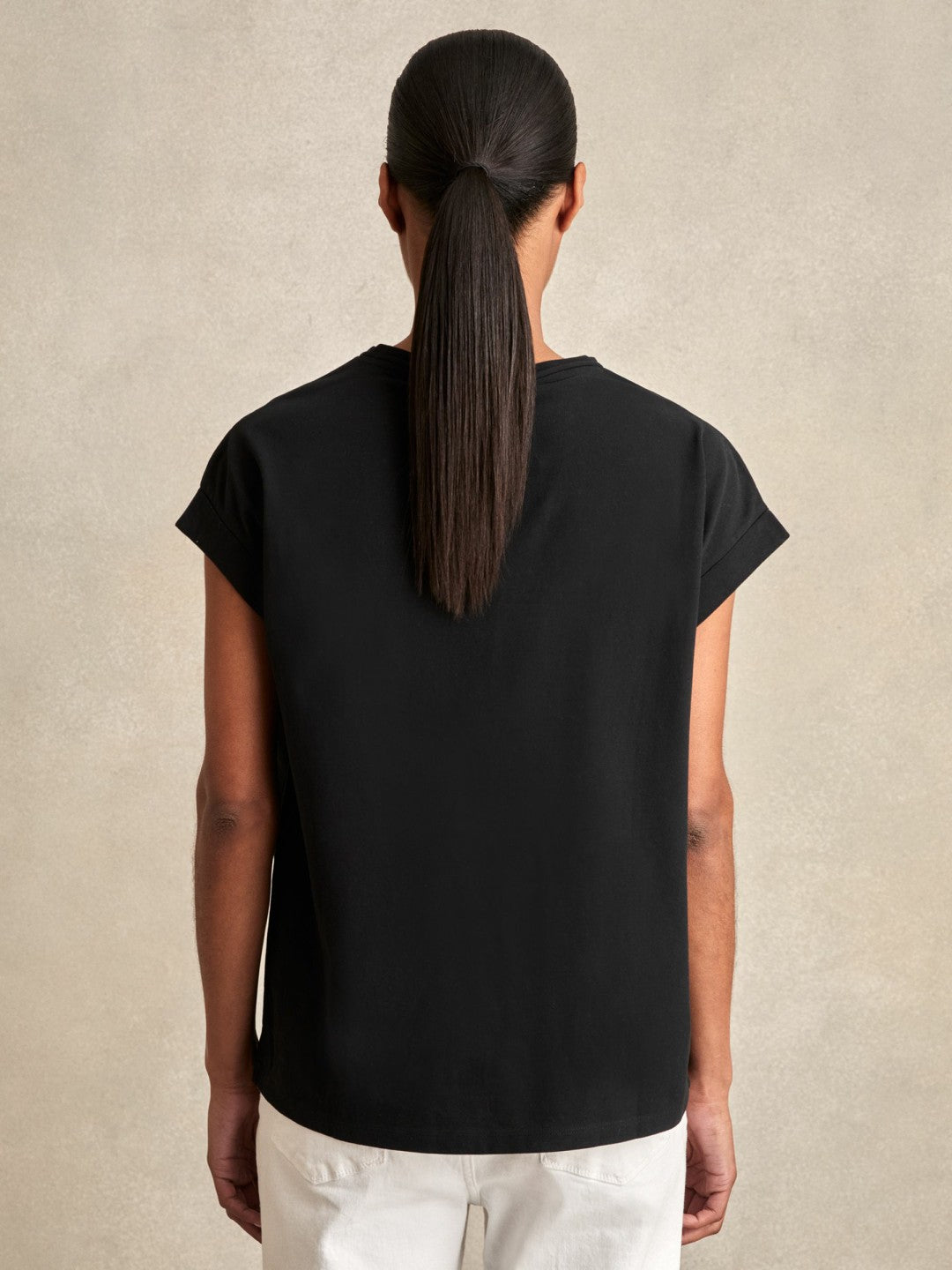Brushed-Cotton Crew-Neck T-Shirt in Black | Reiss Women Popular