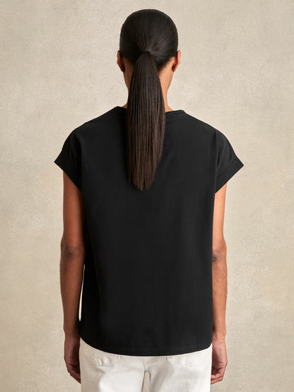 Brushed-Cotton Crew-Neck T-Shirt in Black | Reiss Women Popular