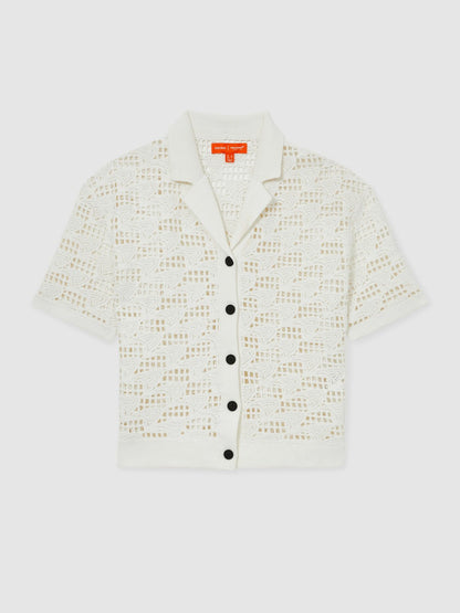 McLaren F1 Team Speedmark Crochet Shirt in White | Reiss Women New