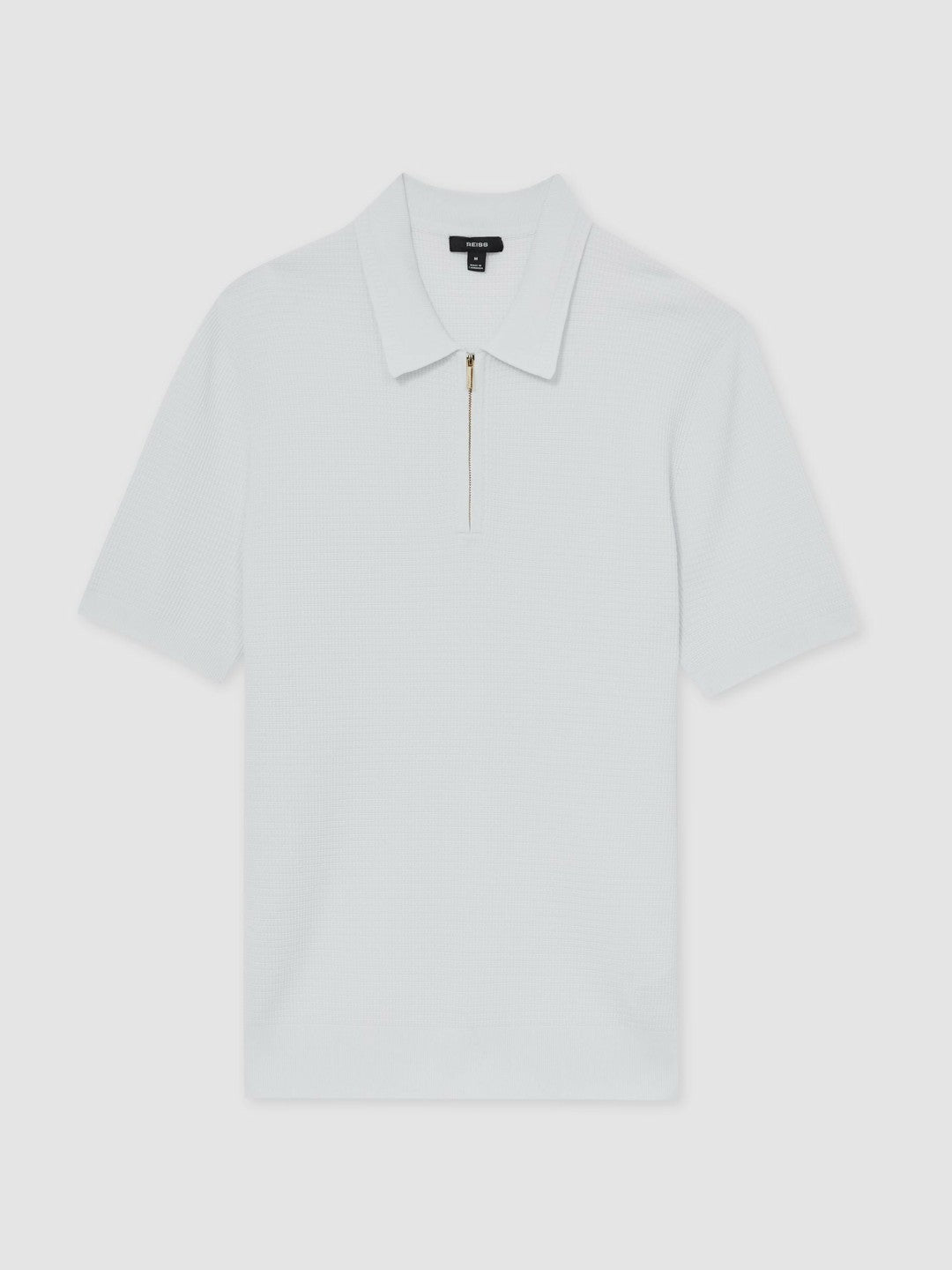 Textured Half-Zip Polo Shirt in White | Reiss Men New