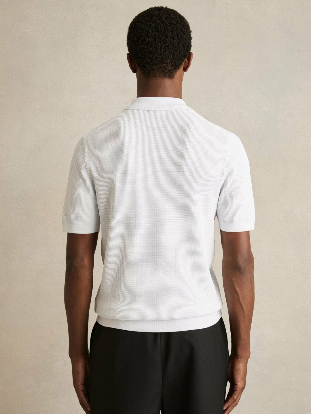 Textured Half-Zip Polo Shirt in White | Reiss Men New