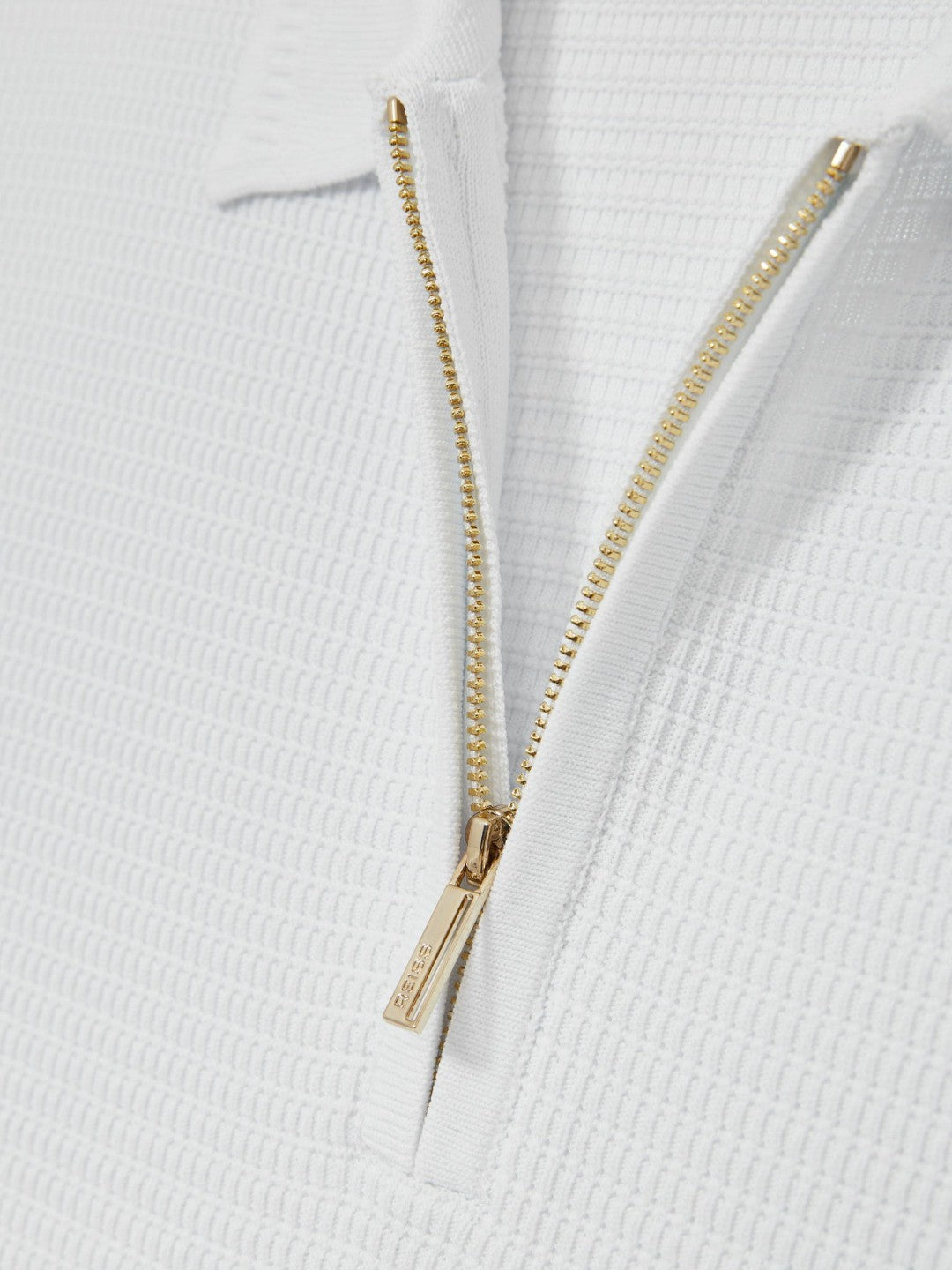 Textured Half-Zip Polo Shirt in White | Reiss Men New