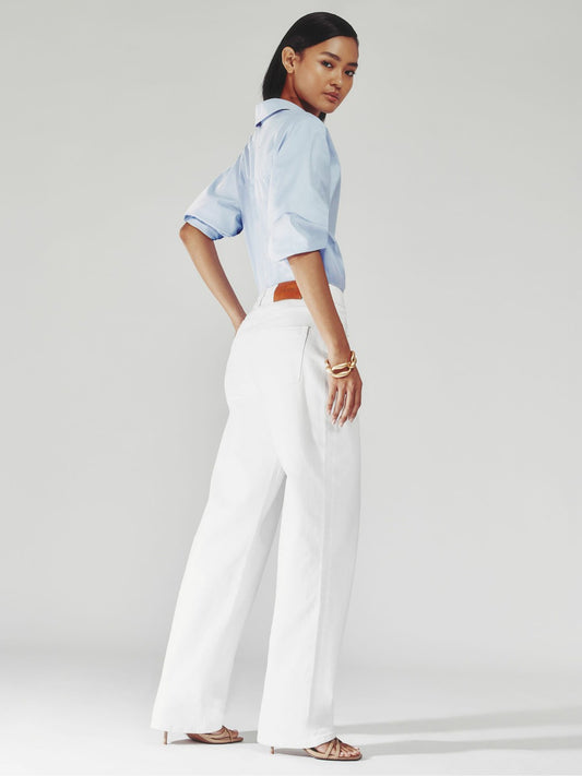 Petite Straight Leg Turn Up Jeans in White | Reiss Women Best Seller
