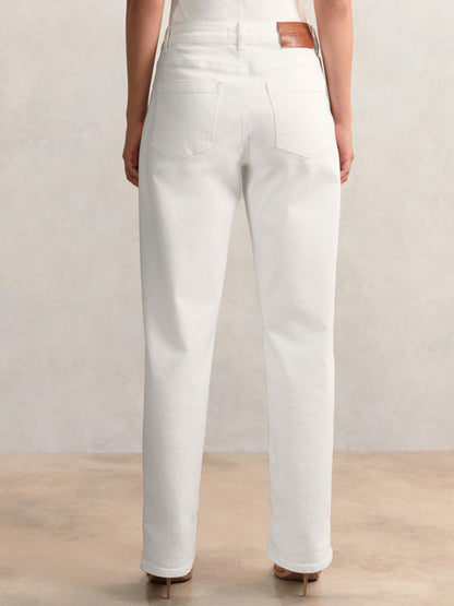 Petite Straight Leg Turn Up Jeans in White | Reiss Women Best Seller