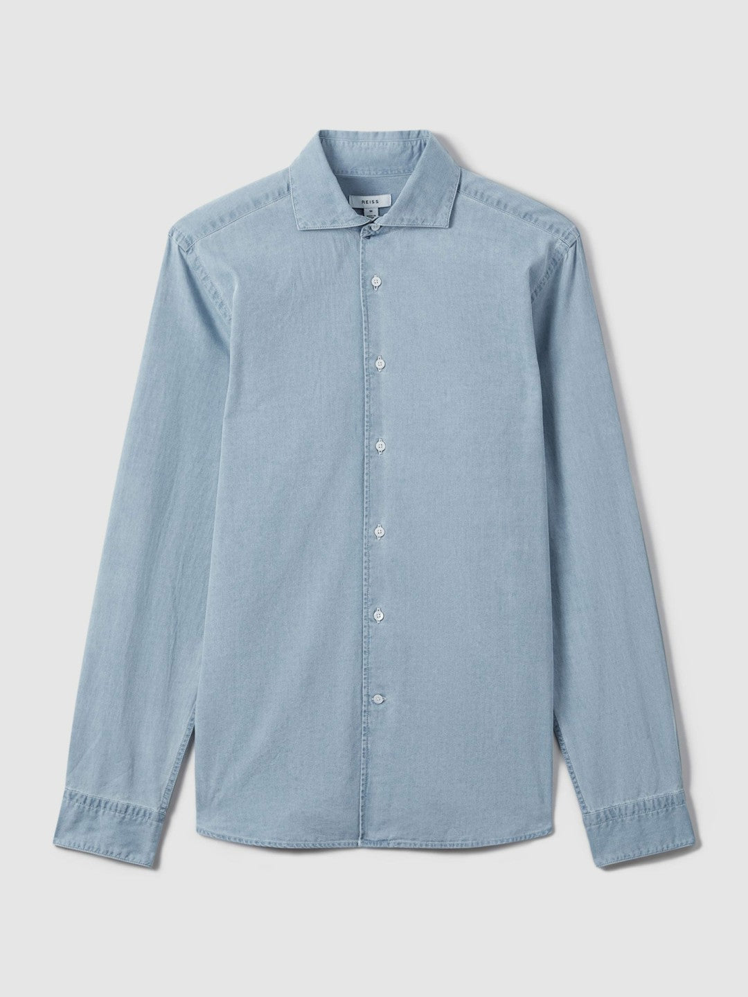 Washed Cotton Chambray Shirt in Blue | Reiss Men New