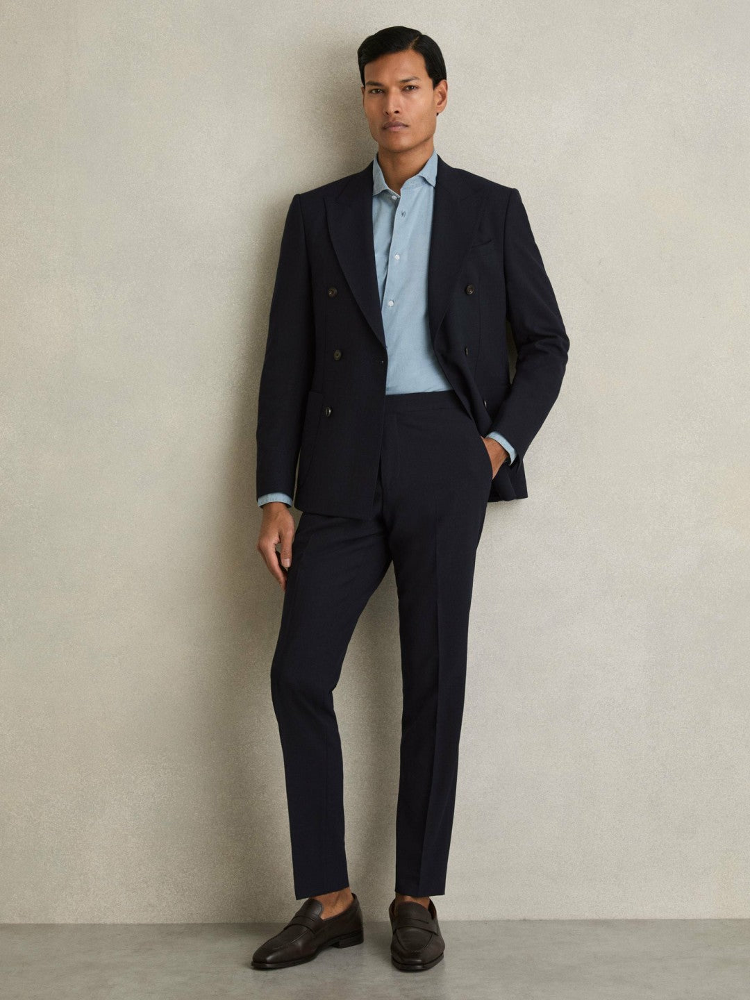 Washed Cotton Chambray Shirt in Blue | Reiss Men New
