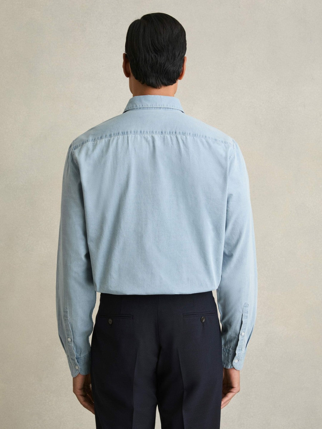 Washed Cotton Chambray Shirt in Blue | Reiss Men New