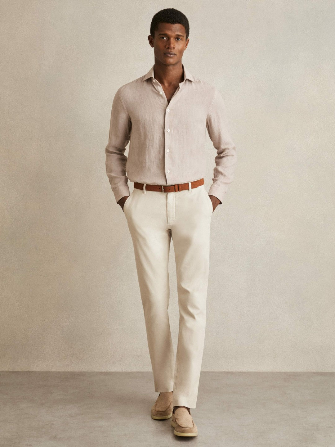 Cotton-Piqué Slim-Fit Chinos in Off White | Reiss Men Popular