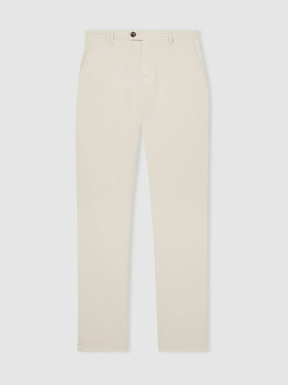 Cotton-Piqué Slim-Fit Chinos in Off White | Reiss Men Popular