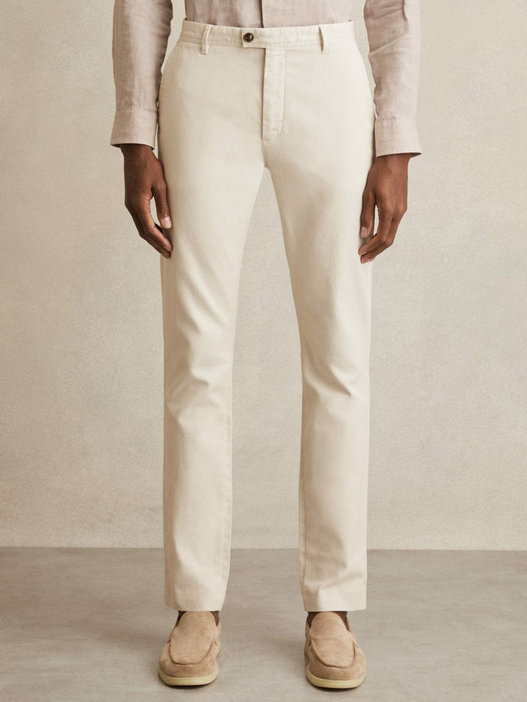 Cotton-Piqué Slim-Fit Chinos in Off White | Reiss Men Popular