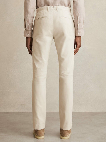 Cotton-Piqué Slim-Fit Chinos in Off White | Reiss Men Popular