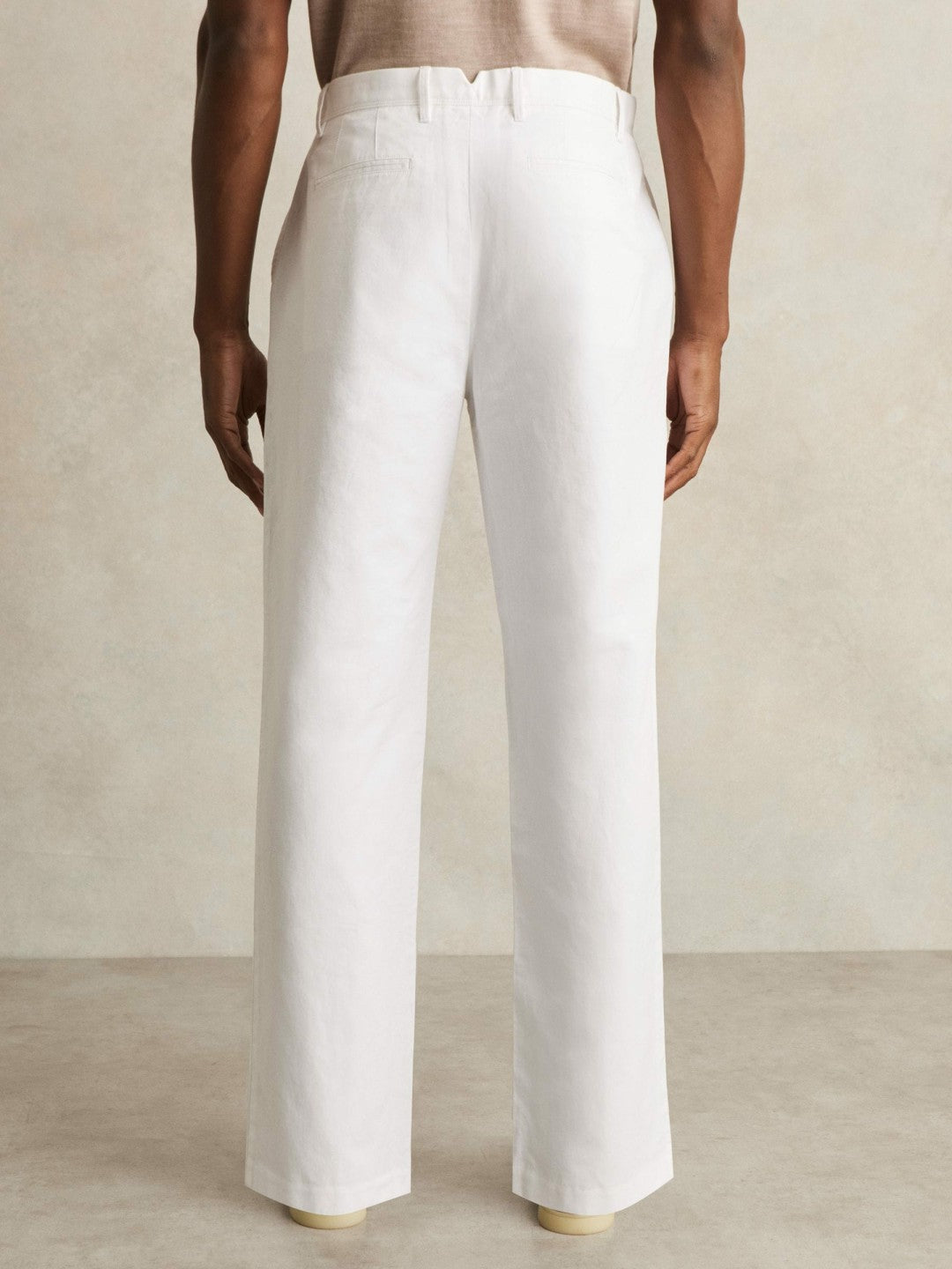 Cotton-Linen Relaxed-Fit Trousers in White | Reiss Men Signature