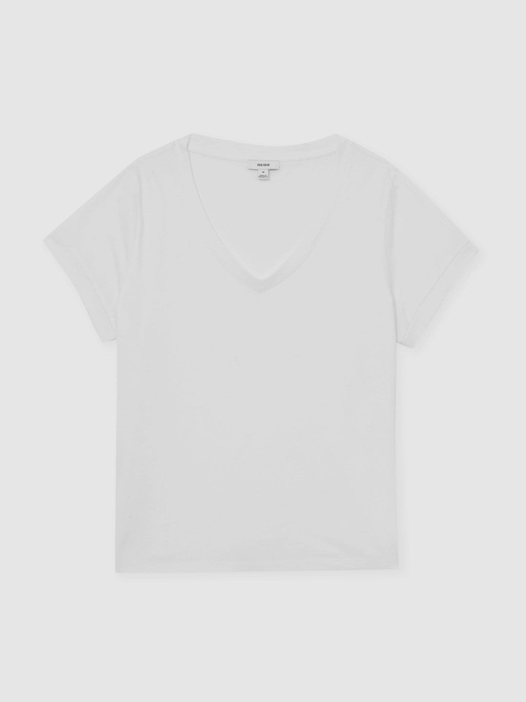Brushed-Cotton V-Neck T-Shirt in White | Reiss Women Best Seller