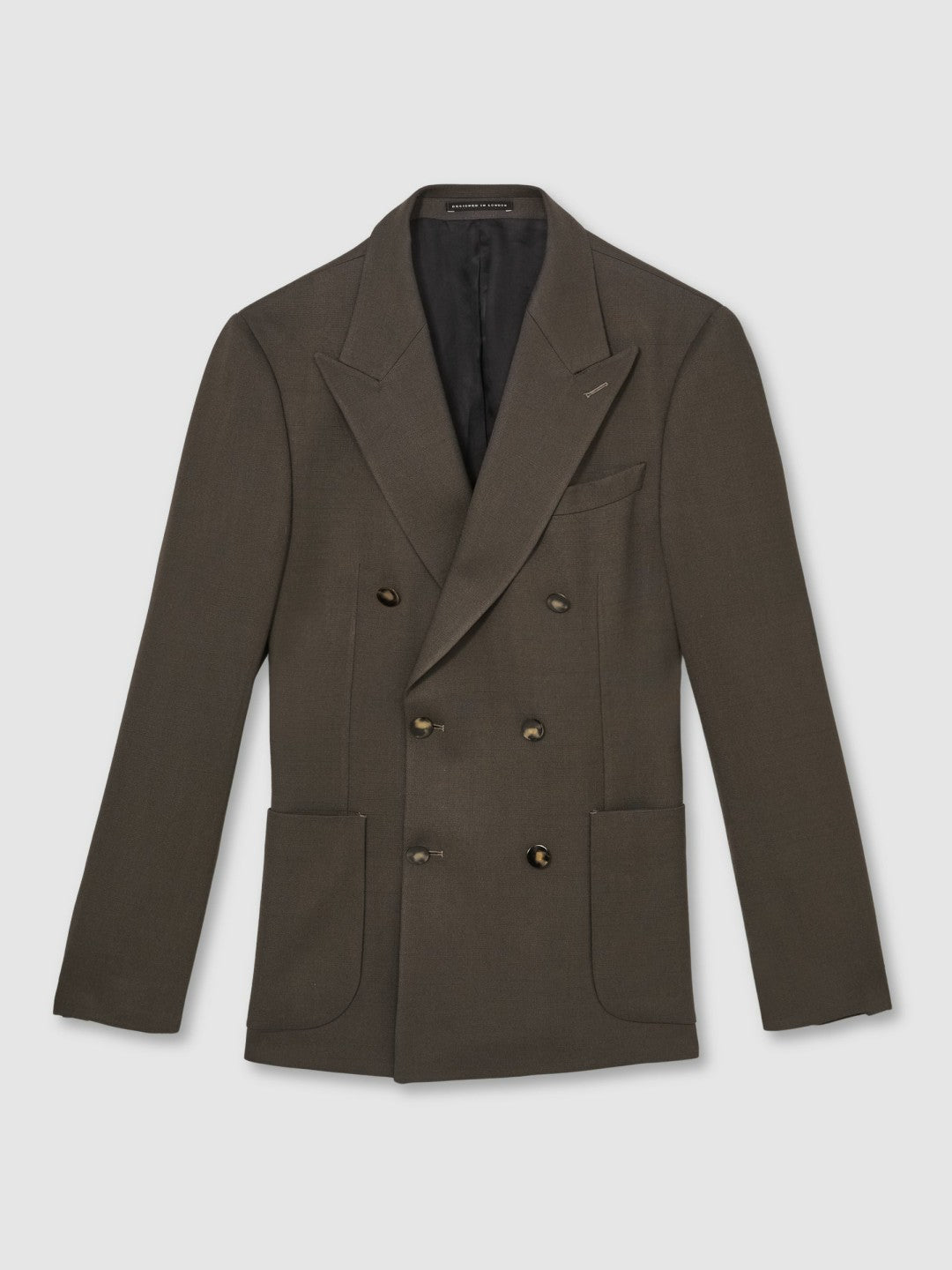 Slim Fit Double Breasted Suit Blazer in Dark Green | Reiss Men Featured