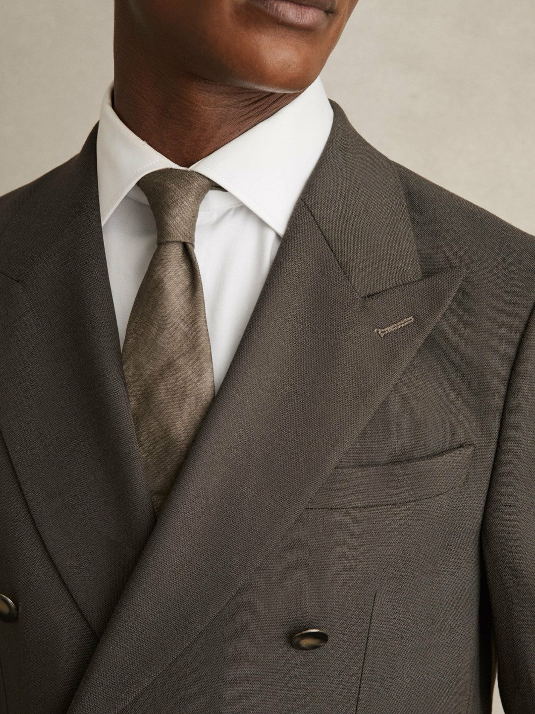 Slim Fit Double Breasted Suit Blazer in Dark Green | Reiss Men Featured