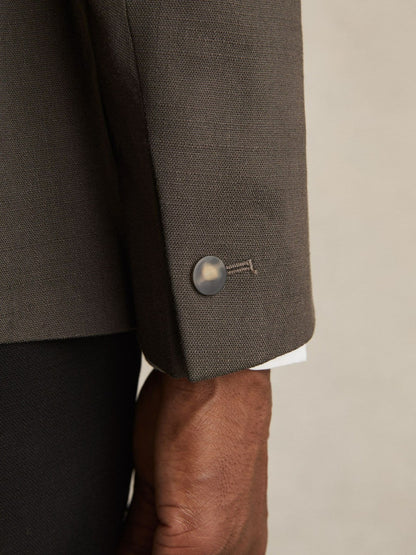 Slim Fit Double Breasted Suit Blazer in Dark Green | Reiss Men Featured